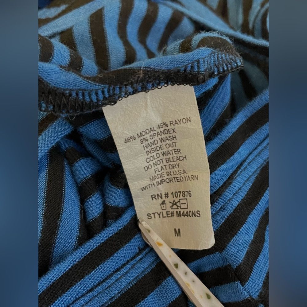"Comfy USA" Maxi Dress Sleeveless Blue & Black Striped Balloon Hem Size S - Picture 5 of 5